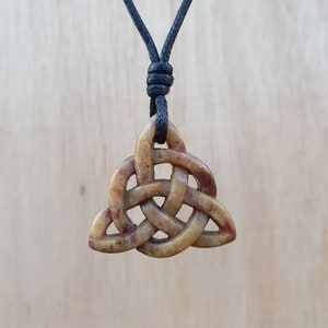 Triquetra Celtic Knot Pendant | Symbol of Trinity Eternity Love Unity Friendship | Hand-Carved Stone Necklace Jewelry | Handmade By Myself.