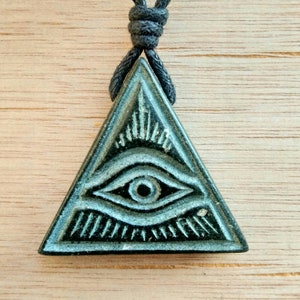 All-Seeing Eye Pendant | Eye Of Providence Necklace | Illuminati Symbol Charm | Hand-Carved From Natural Stone By Myself | Protection Amulet