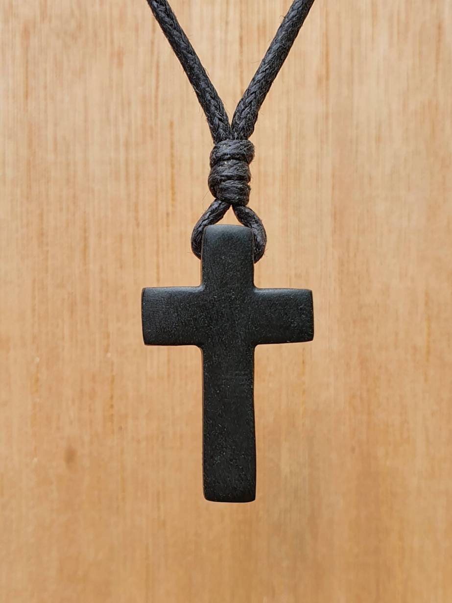 3IN Liturgical Wood Cross Necklace with Cord