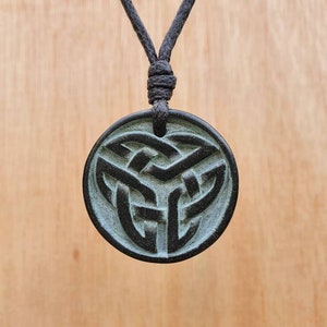 Celtic Knot Pendant | Triquetra Necklace | Celtic Love Knot Sympol | Hand-Carved From Natural Stone By Myself | Eternity Trinity Friendship