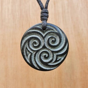 Celtic Triskelion Spiral Necklace | Celtic Spiral Pendant | Hand Carved Natural Stone Jewelry | Symbol Of Eternity Trinity Friendship Love