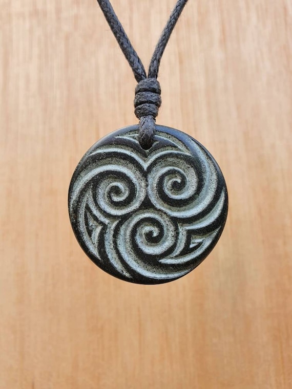 Celtic Triskelion Spiral Necklace Celtic Spiral Pendant Hand Carved Natural  Stone Jewelry Symbol of Eternity Trinity Friendship Love 