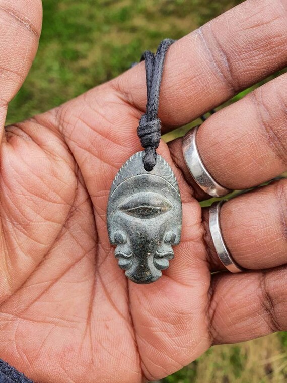 Face Pendant Double Sided Face Necklace 