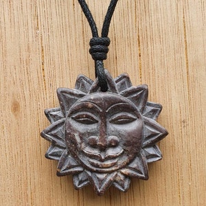 Sun Pendant | Sun Shine Charm Necklace | Lord Surya | Pagon Jewellery | Life Energy Symbol | Hand-Carved From Natural Stone By Myself