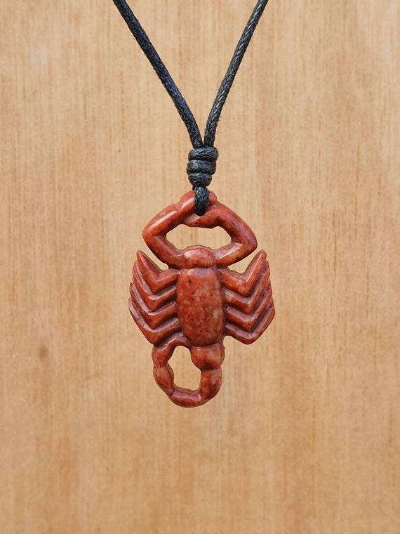 Scorpion Necklace | Carved Stone Scorpio Pendant | Zodiac Symbol | Animal Jewelry | Hand Carved  Natural Stone Unisex Spritual Jewellery