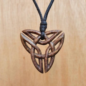 Celtic Knot Pendant | Triquetra Necklace | Hand Carved Natural Stone Unisex Spritual Jewelry | Symbol Of Love Eternity Trinity Frienship