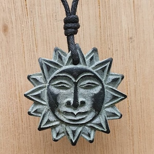 Sun Pendant | Sun Shine Charm Necklace | Lord Surya | Pagon Jewellery | Life Energy Symbol | Hand-Carved From Natural Stone By Myself