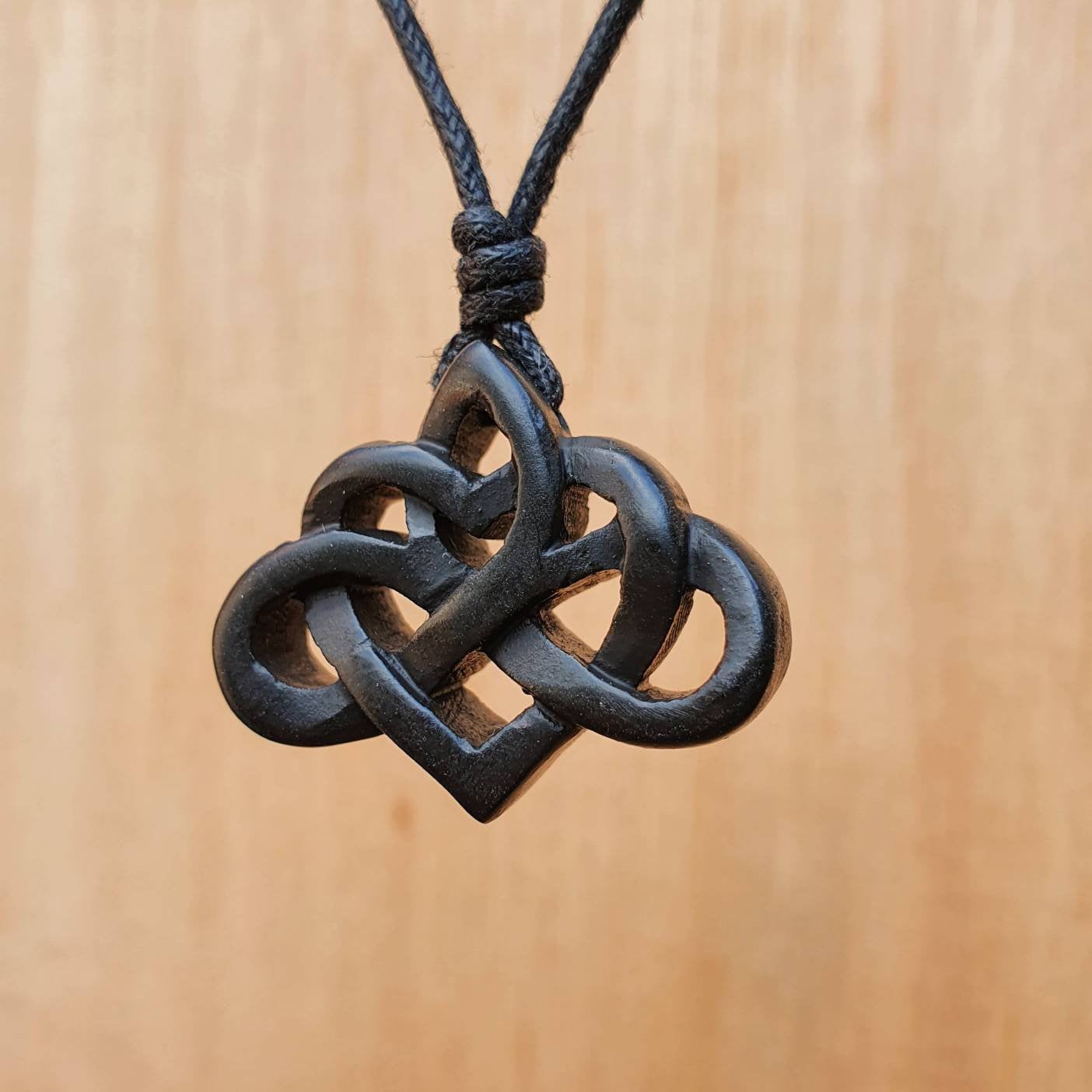 Infinity Celtic Knot Heart Pendant | Carved Natural Stone Celtic