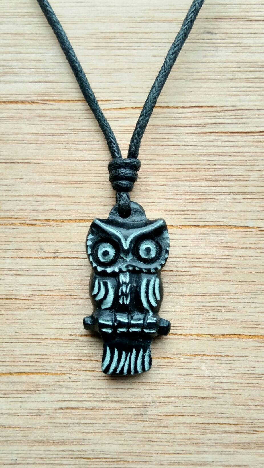 Wooden on sale owl necklace