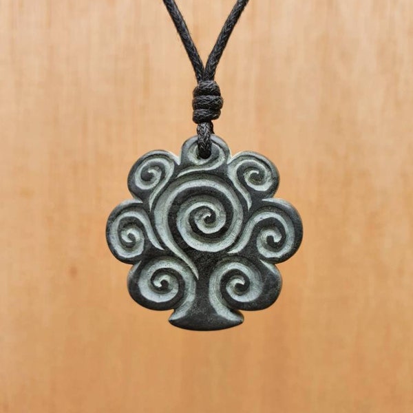 Tree Of Life Pendant Hand-Carved By Myself From Natural Stone | Celtic Style Spiral Oak Tree | Handcrafted Unique jewelry | Pagan Methology