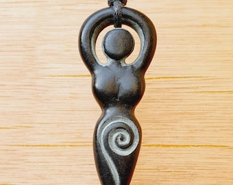 Spiral Goddess Pendant | Celtic Triple Goddess Necklace Charm | Pagon Symbol Of Triple Goddess | Hand-Carved By Myself From Natural Stone |