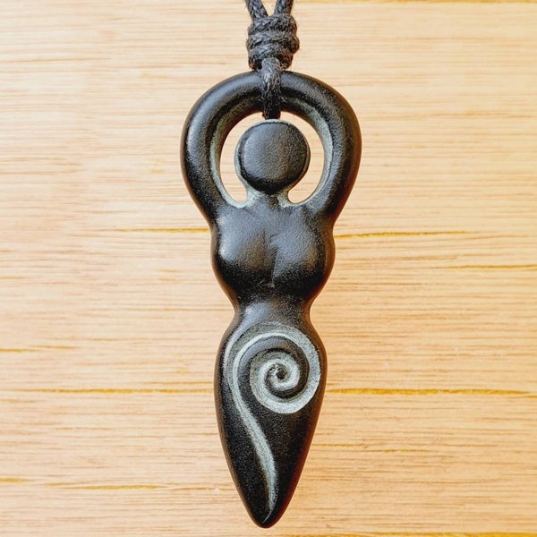 Spiral Goddess Pendant | Celtic Triple Goddess Necklace Charm | Pagon Symbol Of Triple Goddess | Hand-Carved By Myself From Natural Stone |