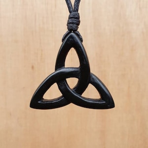 Trinity Knot Celtic Triquetra Pendant | Eternity Frienship Love Unity Symbol | Hand-Carved Natural Stone Necklace Charm Jewelry Handcrafted