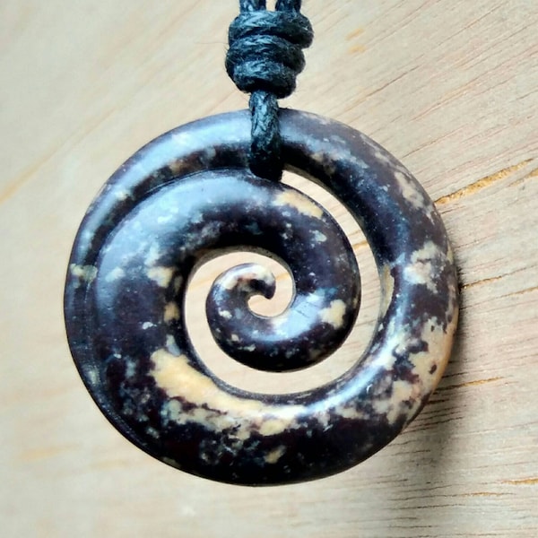 Spiral Pendant | Symbol Of New Beginnings Prosperity Grouth Energy Eternity | Hand-Carved Stone Necklace Charm Jewellery Handmade By Myself