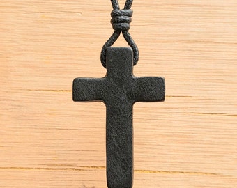 Cross Pendant | Cross Of Jesus Christ Necklace Charm Jewelry | Crucifix Symbol | Hand-Carved From Natural Stone By Myself |