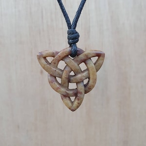 Triquetra Celtic Knot Pendant | Symbol of Trinity Eternity Love Unity Friendship | Hand-Carved Stone Necklace Jewelry | Handmade By Myself.