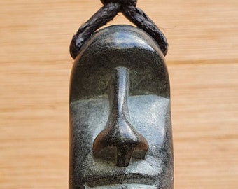Easter Island Head Moai Pendant | Hand-Carved From Natural Stone By Myself | Handcrafted Necklace Jewelry | Unique Protection Talisman