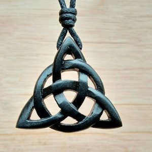 Celtic Triquetra Knot Pendant | Symbol of Trinity Eternity Love Friendship | Hand-Carved Stone Necklace Charm Jewelry Handmade By Myself