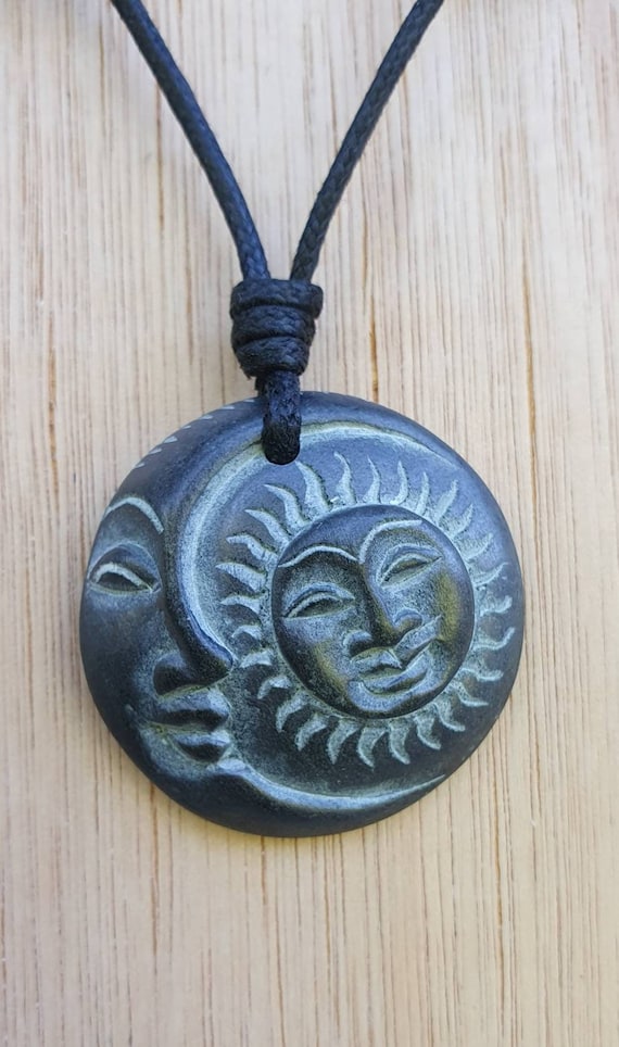 Sun and Moon Eclipse Pendant | Celtic Spiral Necklace | Hand