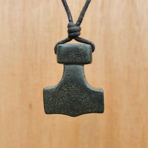 Thor&#39;s Hammer Pendant | Mjolnir Symbol Necklace | Viking Jewellery | Norse Mythology Thunder God | Hand-Carved From Natural Stone By Myself