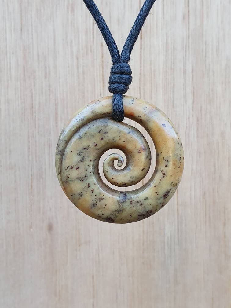 Celtic Spiral Pendant | Hand Carved By Myself From Natural Stone | Pagan Symbol Of Sun New Beginnings Eternity Continuity | Spritual Jewelry