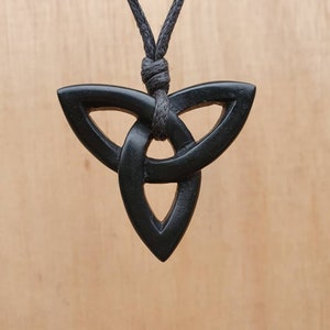 Celtic Knot Triquetra Pendant Charm Necklace Jewelry | Eternity Trinity Frienship Love Symbol | Hand-Carved From Natural Stone By Myself