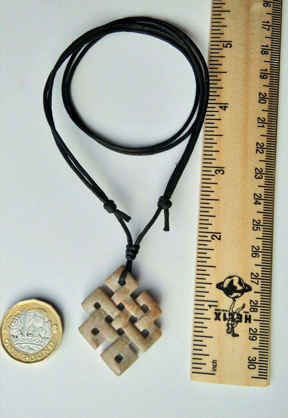 Tibetan Vintage Yoga Coral Silver-Tone Large Oval Endless Knot Pendant main image 0