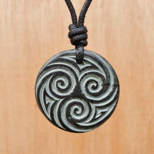 Celtic Triskelion Spiral Necklace | Spiral Pendant | Hand-Carved From Natural Stone By Myself | Symbol Of Eternity Trinity Friendship Love