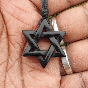 Star Of David Pendant | Six Pointed Hexagram Jewish Star Necklace | Symbol Of Judaism | Hand Carved Natural Stone Unisex Spritual Jewelry