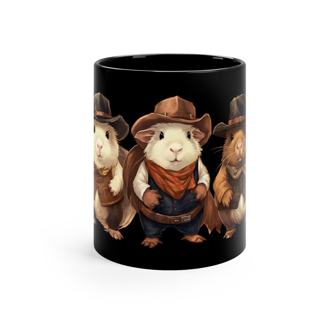 Cowboy Guinea Pig Guinea Pig Gift Ideas 11oz Black Mug Etsy