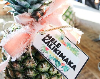 Mele Kalikimaka tropisch kerstcadeaulabel * DIGITAAL BESTAND * Hawaiiaans vakantiecadeaulabel, Hawaiiaans kerstlied cadeauverpakking