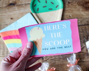 Ice Cream Themed Teacher Gift Tag |  Here's The Scoop Gift Tag for Teacher Appreciation
