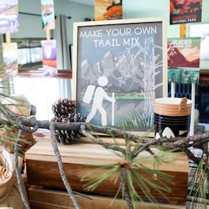 Wandergeburtstag *DIGITALDATEI Druckbares Set | Partygeschenke für eine fröhliche Camper-Camping-Geburtstagsfeier | Nationalpark-Partydekoration zum Ausdrucken