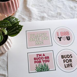Cartões para impressão de namorados para amantes de plantas *ARQUIVO DIGITAL*| Etiqueta de presente de dia dos namorados, cartão de presente de dia dos namorados do professor para plantas, cartões de plantas punny