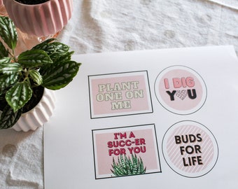 Plant Lover Valentines Printable Cards *DIGITAL FILE*| Valentine's Day Gift Tag, Teacher Valentine Gift Card for Plants, Punny Plant Cards