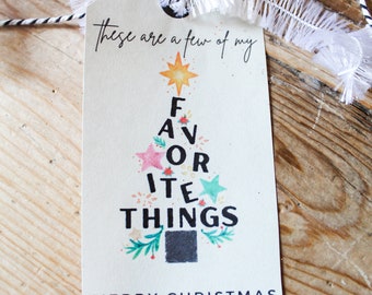 Favorite Things Christmas Gift Tag *DIGITAL FILE* Holiday Gift Tag Brown Paper Packages