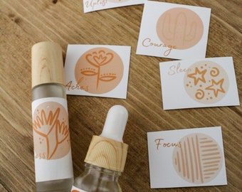 Essential Oil Bottle Label Set *DIGITAL FILE*  Boho Style Essential oil Labels for bottles.