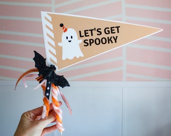 DIY Halloween Decor: Set of 4 Printable Pennant Flags - Spooktacular Halloween Party Decorations - Instant Download Ghoul Gang| Boo Basket