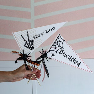 Printable Halloween Pennant Flags DIY Halloween Decor Instant Download Hocus Pocus Ghoul Gang Party Boo Basket Pink Halloween image 9