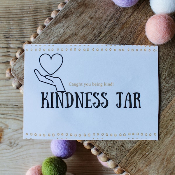 Kindness Jar Label DIGITAL FILE | Classroom Reward Jar | Sibling Reward Chart Idea | Kindness Reward Jar