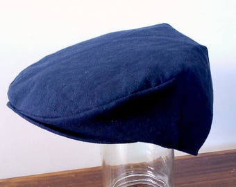 Boys Flat Cap Hat - Navy Blue Newsboy Hat - Cute Baby Hat - Baby Photo Prop - Toddler Hat - Navy Linen Hat - Boys Golf Hat - Ring Bearer