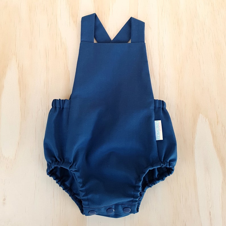 Midnight blue baby romper Baby boy romper navy blue toddler Etsy