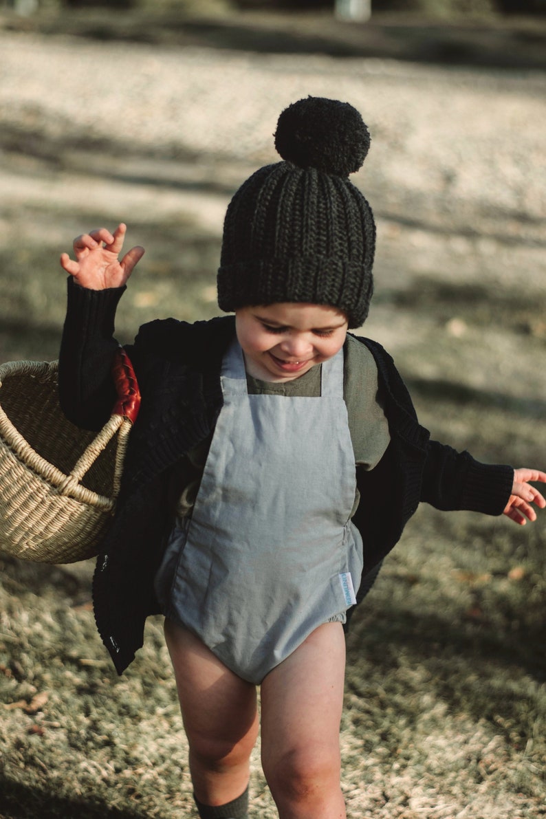 Grey Linen Baby Romper, Baby Boy Coming Home Outfit, Boho Baby Romper, Baby Shower Gift, Baby Girl Linen Playsuit image 3