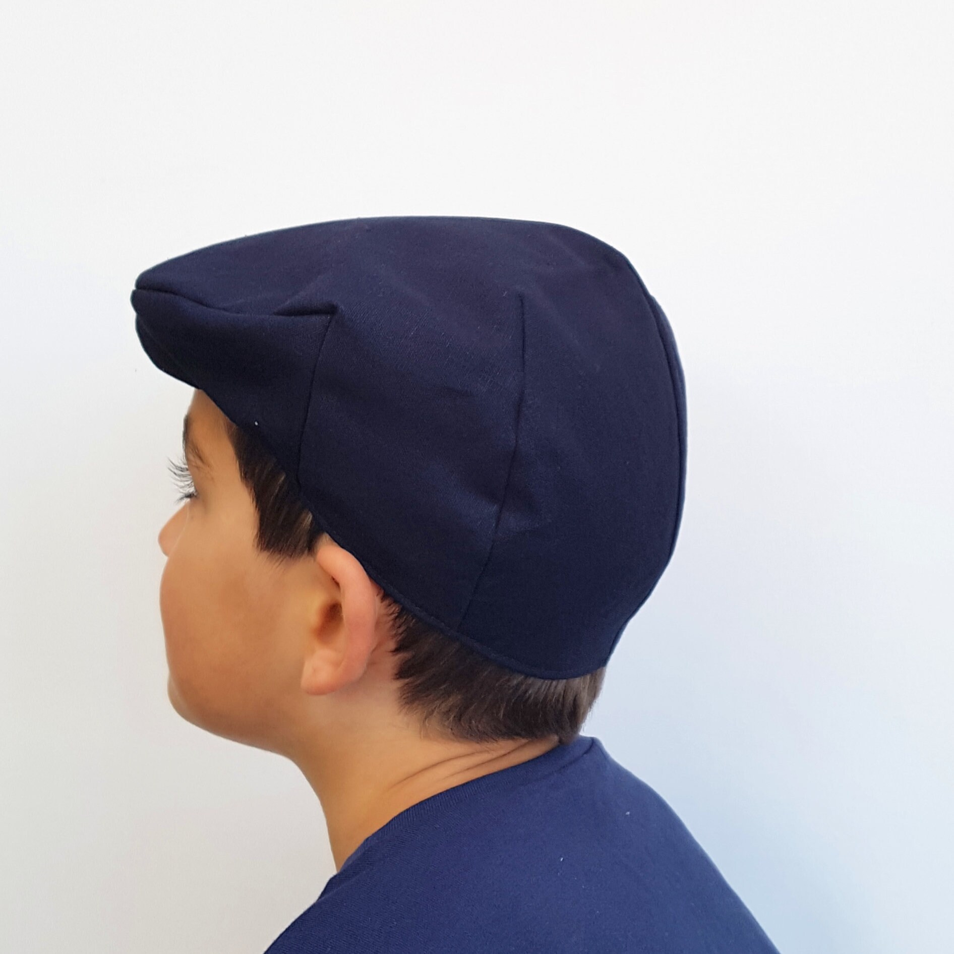 Boys Flat Cap Hat Navy Blue Linen Kids Peaky Blinders Cap Etsy