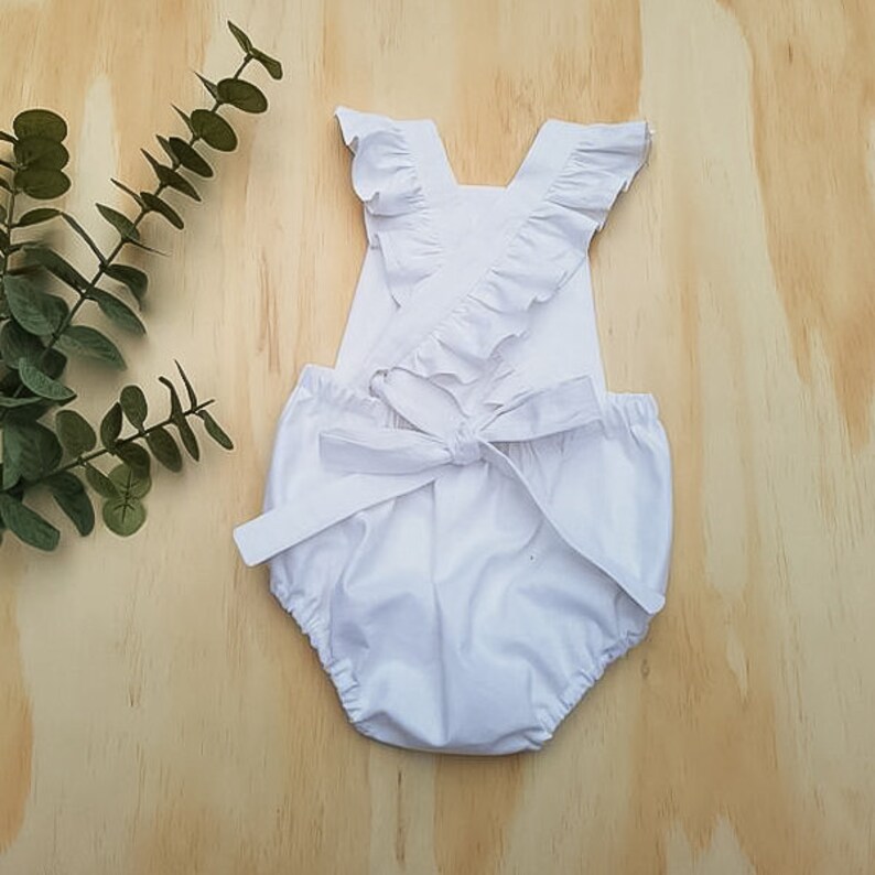 White Linen romper Baby girl playsuit toddler romper baby Etsy