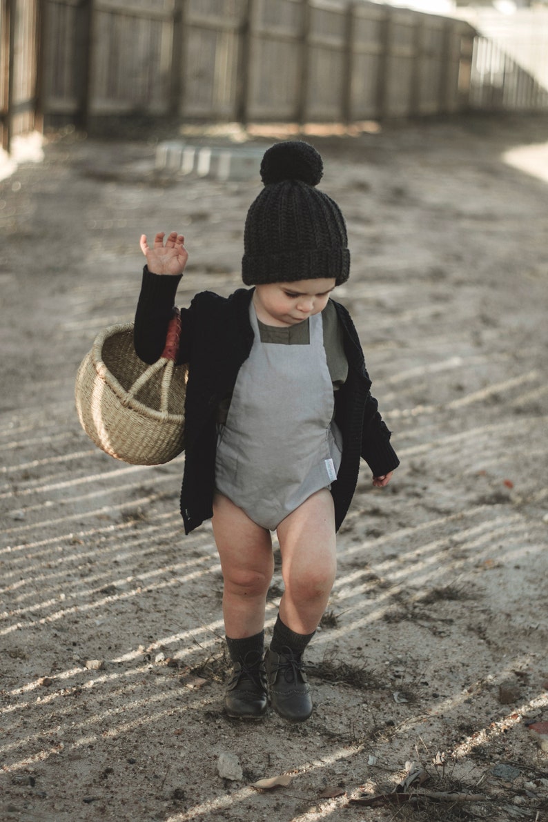 Grey Linen Baby Romper Baby Boy Coming Home Outfit Boho Etsy Australia