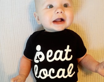 EET lokaal, borstvoeding baby Romper, jongetje, meisje van de baby, baby douchegift, baby cadeau, hippie mam, ondersteuning van borstvoeding, nieuwe baby