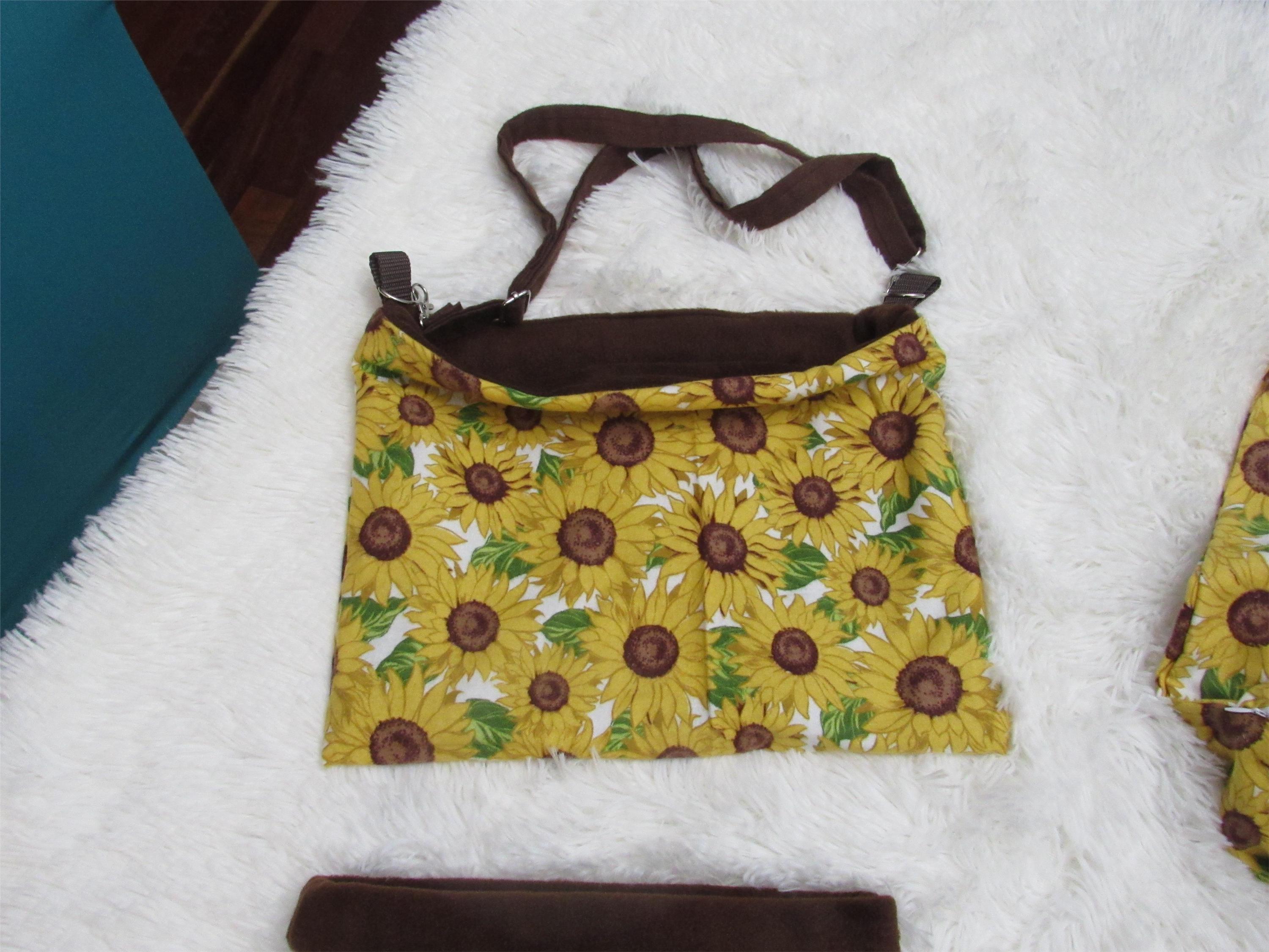 Hedgehogs snuggle sack handshedgehogs Fleece Flannel hedgehog sugar glider hanging pouch purse carry XL Sunflowers Sunflower