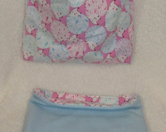 Hedgehogs snuggle sack handshedgehogs Reversible Fleece Flannel hedgehog pink blue