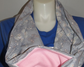 Infinity Scarf Hedgehog Secret Pocket Holder handshedgehogs flannel bonding Hedgehogs pink butterflies